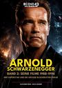 Text: Arnold Schwarzenegger, Band 2: Seine Filme 1988-1996. Ein entschlossener Mann mit einer Stadt und Explosion im Hintergrund.