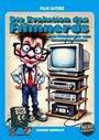 Comic-Stil: Nerd mit großer Brille, VHS-Kassette und Retro-TV. Text: "Die Evolution des Filmnerds: Vom VHS-Krieger zum Streaming-Zombie".