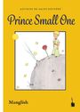 Ein Junge steht auf einem kleinen Planeten neben einer Blume. Der Hintergrund ist gelb mit Texten: "Prince Small One".