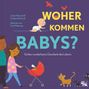 WOHER KOMMEN BABYS? Gottes wunderbares Geschenk des Lebens. Illustration von Menschen mit Kinderwagen und Katzen.