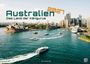 „Australien 2027: Das Land der Kängurus“. Skyline von Sydney mit Opernhaus, Booten im Hafen.