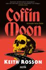 „Coffin Moon, ein brutaler Horror-Thriller.“ Zitat von Stephen King. Ein gelber Schädel über einer schwarzen Straße.