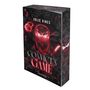 „Jolie Vines“, „Convict's Game“, „Dark Romance“, „Vajona“. Schwarzes Cover mit rotem leuchtendem Bandana, Herzen und Messer.