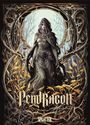 „Pendragon 3: Der Klauenkönig“, Illustration: Vermummte Gestalt, mystische Naturkulisse mit Zweigen und gelben Blättern.