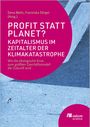 Buchtitel "Profit statt Planet?", Thema Kapitalismus & Klimakrise. Hintergrund blau, markanter pinker Kreis.