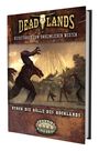 Titel: "DEADLANDS". Untertitel: "Reiseführer zum unheimlichen Westen". Szene mit Monstern und Cowboy-Figuren.