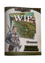 WIP, "Aventurien Landkartenset", "Kirchen Alverans". Illustration einer Kriegerin in Rüstung mit einem Schwert und Helm.