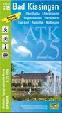 ATK25 Bad Kissingen Karte. Freizeit, Sehenswürdigkeiten-Symbole, Gebäude mit Brunnen, bayerisches Wappen unten.