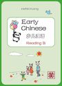 Text: "Early Chinese 少儿汉语 Reading B". Ein Panda mit Luftballons, ein Vogel, Sonne, Wolken, Familie mit Tierhüten.