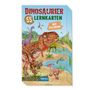 "Dinosaurier Lernkarten, 55 mit Stickern". Illustration: Verschiedene Dinosaurier in einer prähistorischen Landschaft.
