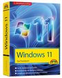 "Windows 11: Das Praxisbuch, für PC, Notebook und Tablet. 3., aktualisierte Auflage. Blaues Hintergrunddesign."