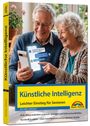 Buchcover: "Künstliche Intelligenz – Leichter Einstieg für Senioren". Ein älteres Paar nutzt ein Smartphone.