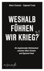 "Weshalb führen wir Krieg?" mit Friedenstaube. Briefwechsel Einstein-Freud. Avocado Verlag, schwarze Hintergrund.