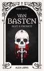 „ARIA RAUH, VAN BASTEN, BLUT & FREIHEIT, ALEA LIBRIS.“ Eine Illustration zeigt einen Schädel über einem Dolch mit blutroten Tropfen.