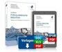 „Handbuch Prüfung elektrischer Maschinen“. Ein Buchcover und ein Tablet, darunter Symbole für Vorlagen in DOC, XLS, PDF.