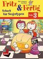 "Fritz & Fertig", Folge 3, Schach für Siegertypen. Illustration zweier Kinder in einem Auto auf einem Schachbrett.