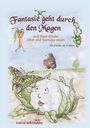 „Fantasie geht durch den Magen“ steht oben. Illustration mit Gemüse: Karotte, Erbse, Blumenkohl, Schmetterling, Maulwurf.