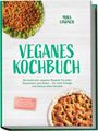 Titel: "Veganes Kochbuch" von Mira Lindner. Enthält vegane Rezepte, Ernährungsplan und mehr. Abgebildet sind ein Salat und Brot.