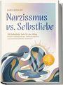 "Narzissmus vs. Selbstliebe" von Lars Köhler. Illustration: Zwei stilisierte Figuren in Blautönen, angesichts ihres Spiegelbilds.