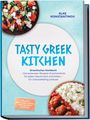 Buchtitel: "Tasty Greek Kitchen". Autor: Elke Konstantinou. Griechische Salate und Reisgericht auf dem Cover.