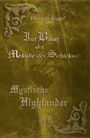 Text: "Daniela Vogel, Im Bann der Melodie des Schicksals, Mystische Highlander, DV." Hintergrund: Verzierungen auf goldenem Grund.