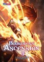 „BOUNDLESS ASCENSION 3“. Eine Figur mit rotem Haar in Flammen gehüllt, dynamisch und kraftvoll dargestellt.