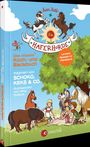 Das offizielle Koch- und Backbuch, inspiriert von Schoko, Keks & Co. Illustration mit spielenden Ponys und Kindern.