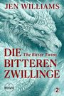 „DIE BITTEREN ZWILLINGE“ von Jen Williams. Illustration eines Drachens, darunter kleines Ronin-Logo.