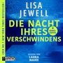 Text: "LISA JEWELL DIE NACHT IHRES VERSCHWINENS +BONUSKAPITEL, GELESEN VON LAURA MAIRE, NEW YORK TIMES-BESTSELLER." Hintergrund: Unterwasser.