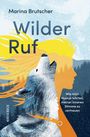 "Wilder Ruf", Illustration mit Husky, gelber Silhouette, Bergen und Wald. Text: "Wie mich Huskys lehrten, meiner inneren Stimme zu vertrauen."
