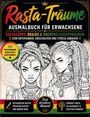 "Rasta-Träume: Ausmalbuch für Erwachsene. Rastazöpfe, Braids & kreative Flechtfrisuren" steht oben. Illustration von zwei Frauen mit geflochtenen Haaren.