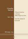 Claudio Sartori: I libretti italiani a stampa dalle origini al 1800. Catalogo analitico con 16 indici, Buch