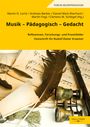 „Musik – Pädagogisch – Gedacht“ steht oben. Darunter alte Notenblätter, Federn, eine Flöte und ein Fernglas als Collage.