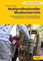 "Multiprofessioneller Musikunterricht" und "Franka Luise Mayr" auf gelbem Hintergrund. Kinder spielen Tuba.
