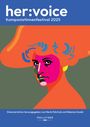 her:voice Komponistinnenfestival 2025. Buntes Porträt in kräftigen Farben mit markanten Linien.