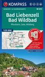 "Bad Liebenzell, Bad Wildbad. Wanderkarten-Kompass. Karte mit GPS-App. Reiß- und wasserfest. Bild: Wald und Dorf."