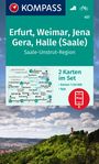 : KOMPASS Wanderkarten-Set 457 Erfurt, Weimar, Jena, Gera, Halle (Saale) (2 Karten) 1:50.000, KRT