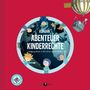 „ASAGAN Abenteuer Kinderrechte.“ Illustrationen von Kindern um die Erde und ein Heißluftballon auf rotem Hintergrund.