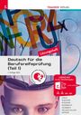 "Lösungsheft: Deutsch für die Berufsreifeprüfung (Teil 1), 7. Auflage 2025. Bunte Buchstaben über Gesicht mit offenem Kopf."