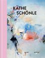 "Käthe Schönle. Der Wache Moment." Abstrakte Illustration mit pastellfarbenen Pinselstrichen auf rosa Hintergrund.
