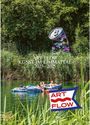 „ART FLOW KUNST IM LIMMATTAL 2023-2025“. Logo unten: „ART FLOW“. Personen auf Schwimmringen im Fluss, große bunte Dose.
