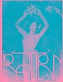 Text: "SATURN RETURN". Illustration in Rosa und Blau, Frau hält einen Stern.