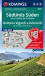 : KOMPASS Wanderkarte 74 Südtirols Süden / Bolzano Vigneti e Dolomiti, Val di Cembra, Val di Fiemme 1:50.000, KRT