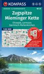 "Wander- & Fahrradkarte Zugspitze Mieminger Kette" mit Landschaftsfoto: türkisfarbener See, Wald, Berge, blauer Himmel.