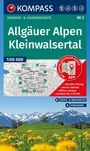Allgäuer Alpen Kleinwalsertal Karte, 1:50 000, GPS-Ortung, reiß- & wasserfest, mit Panorama. Zeigt Berge und Blumenwiese.