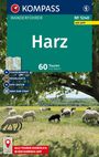 "Harz: 60 Touren. WANDERFÜHRER, KOMMPASS 5240 mit APP. Schafe auf einer grünen Wiese unter einem Baum."