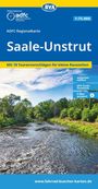 ADFC Regionalkarte Saale-Unstrut. Mit 18 Tourenvorschlägen. Fluss mit grünen Ufern und blauem Himmel.