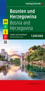 Titel: "Bosnien und Herzegowina" und "Bosnia and Herzegovina". Bild von einer alten Steinbrücke über einem klaren Fluss.