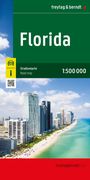 Florida Straßenkarte 1:500 000. Logo oben rechts. Küstenstadt mit hohen Gebäuden und langem Strand.