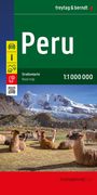 Peru Straßenkarte 1:1 000 000. Über Alpakas auf einer Wiese, im Hintergrund schneebedeckte Berge.